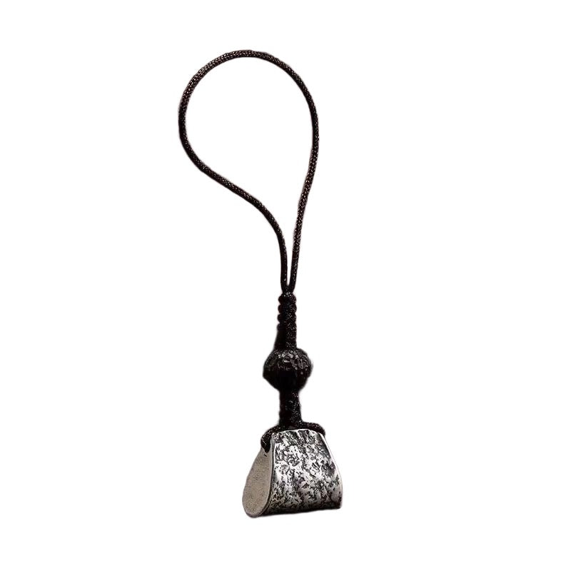 BuddhaBeyond S925 Silver Broken Ingot Pendant with Sandalwood Bead