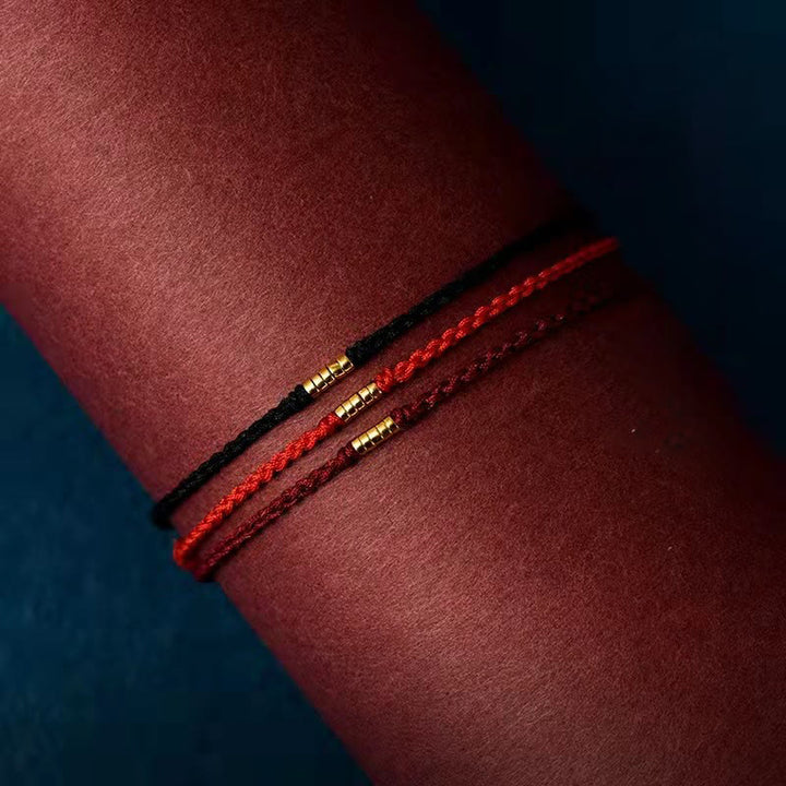 Golden Bead Braided String Lucky Bracelet Anklet