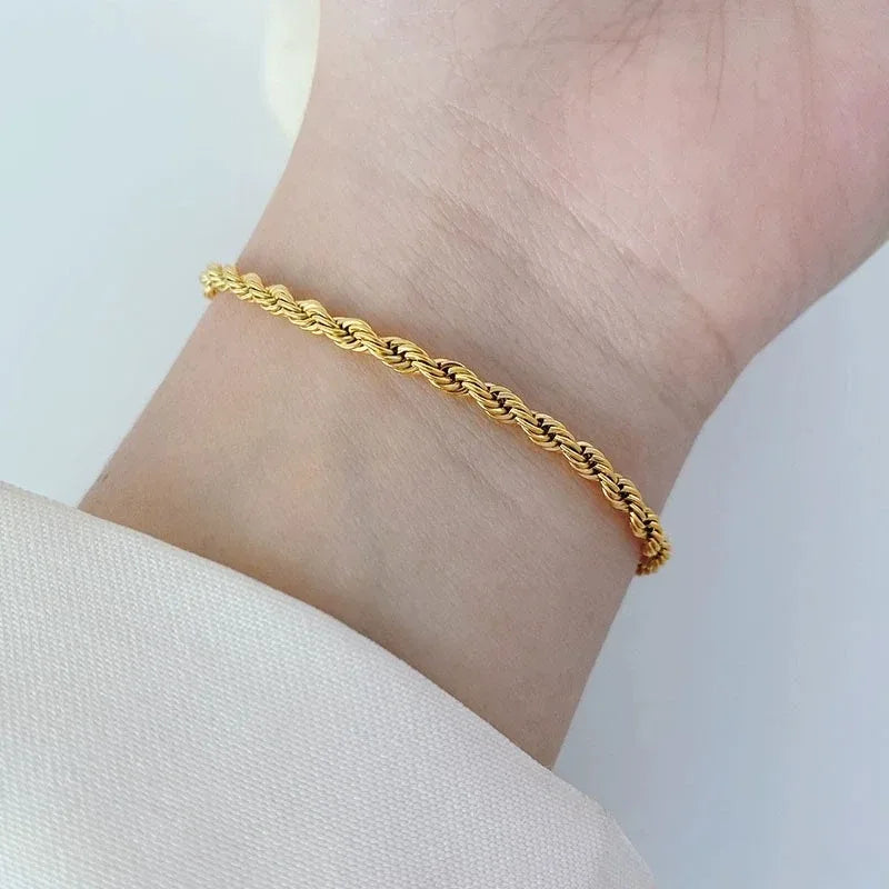 Authentic close up shot of gold twist bracelet