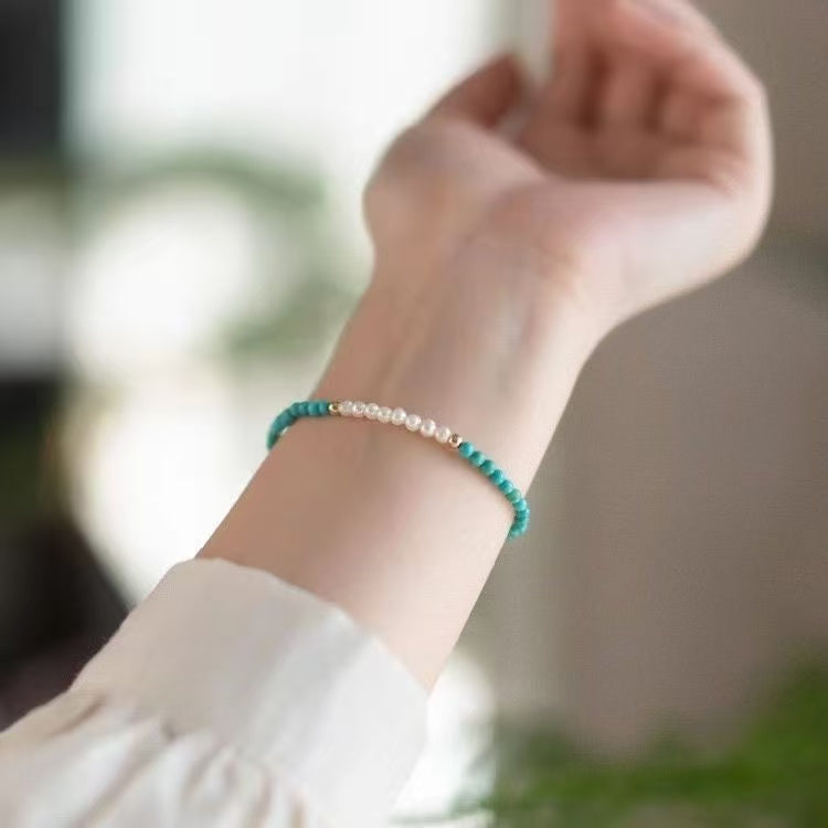 Buddha Beyond minimalist single-strand turquoise bracelet worn