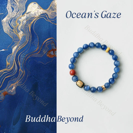 Ocean’s Gaze jewelry bracelet – kyanite, red agate, and agarwood gemstones