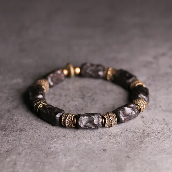 Hammered Copper Ebony Bracelet - Promote Health - BuddhaBeyond