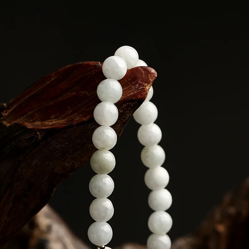 White Jade bead bracelet with shell flower charm, delicate natural accessory