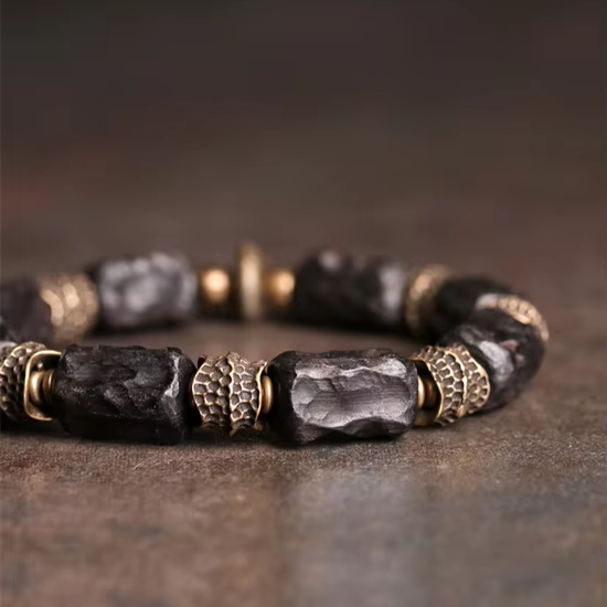 Hammered Copper Ebony Bracelet - Promote Health - BuddhaBeyond