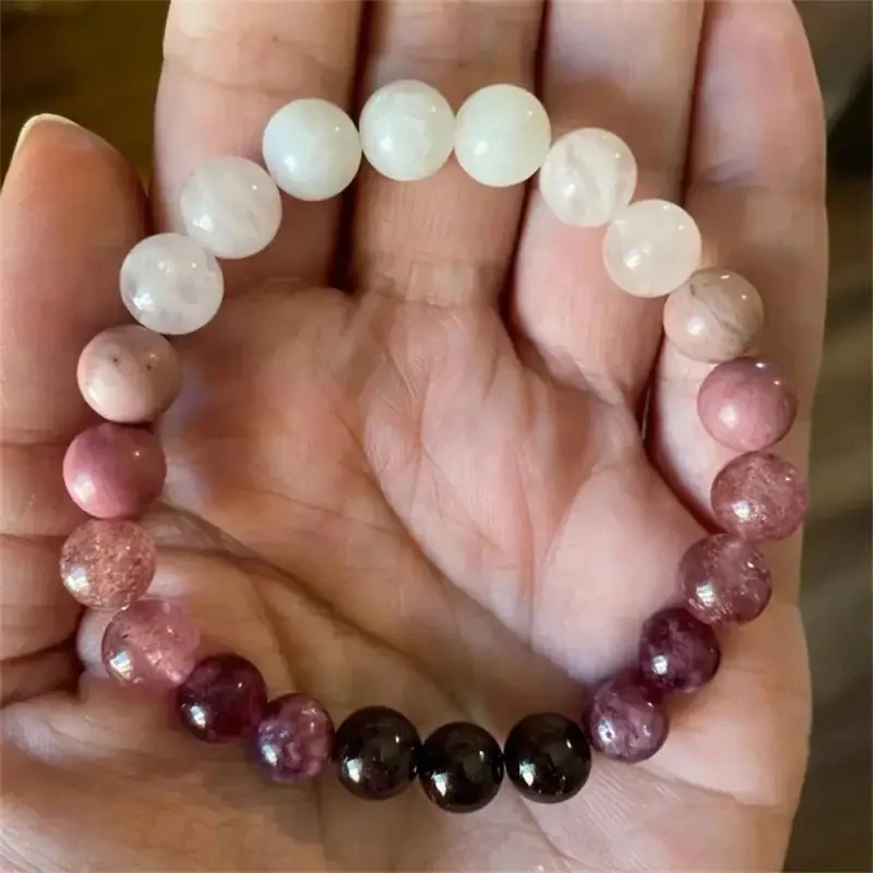 garnet rhodonite beaded bracelet to attract love spell