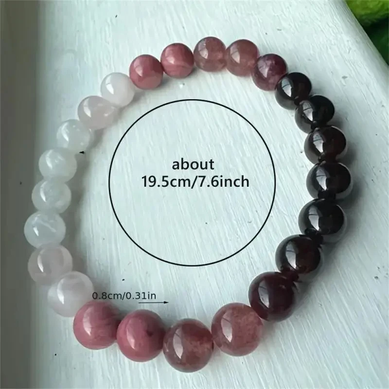 Love spell bracelet with 19.5 cm perimeter, in white and burgundy stone beads, minimalist design