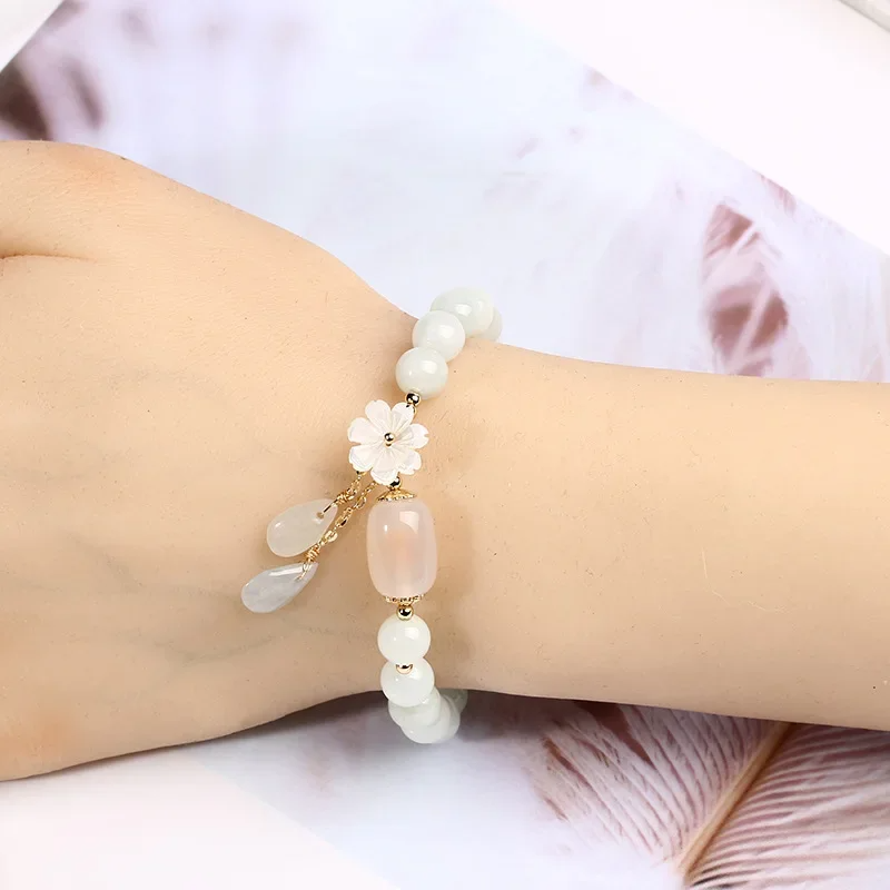 Natural White Jade Agate Bracelet - Promoting Relationships - BuddhaBeyond