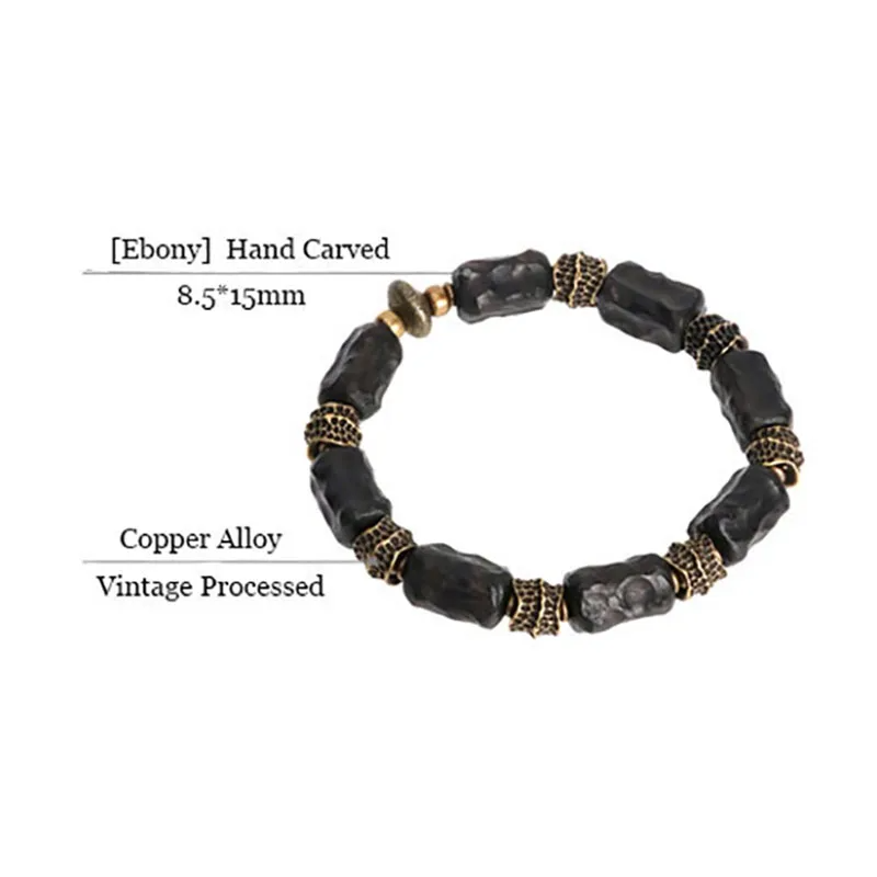 Hammered Copper Ebony Bracelet - Promote Health - BuddhaBeyond