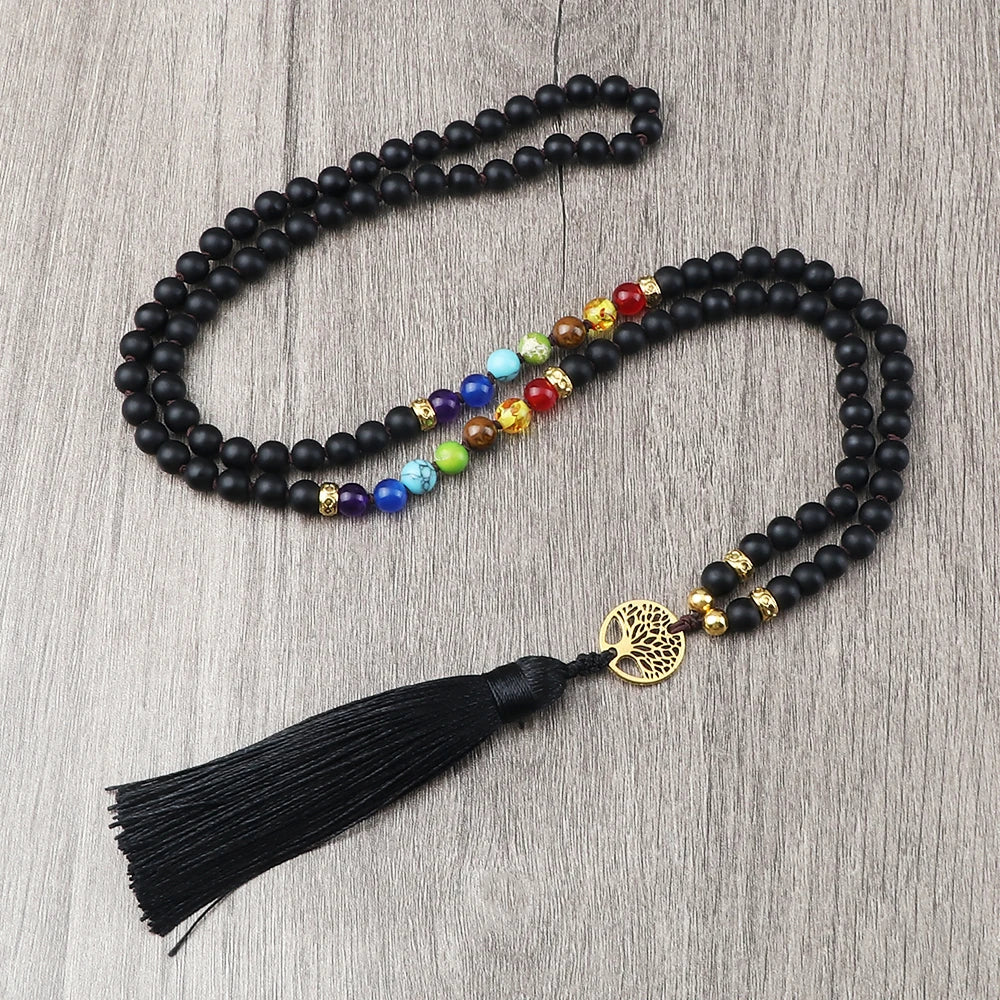 Black Onyx 7 chakra necklace