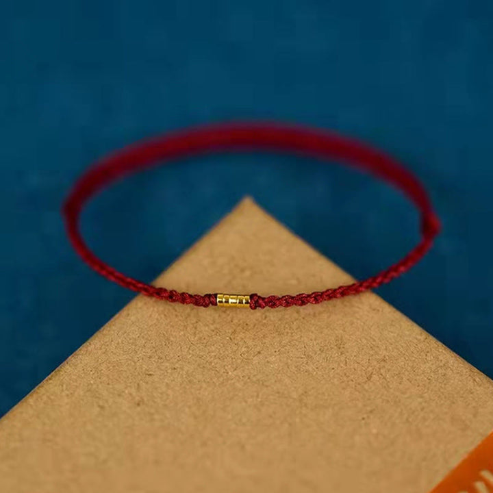 Golden Bead Braided String Lucky Bracelet Anklet