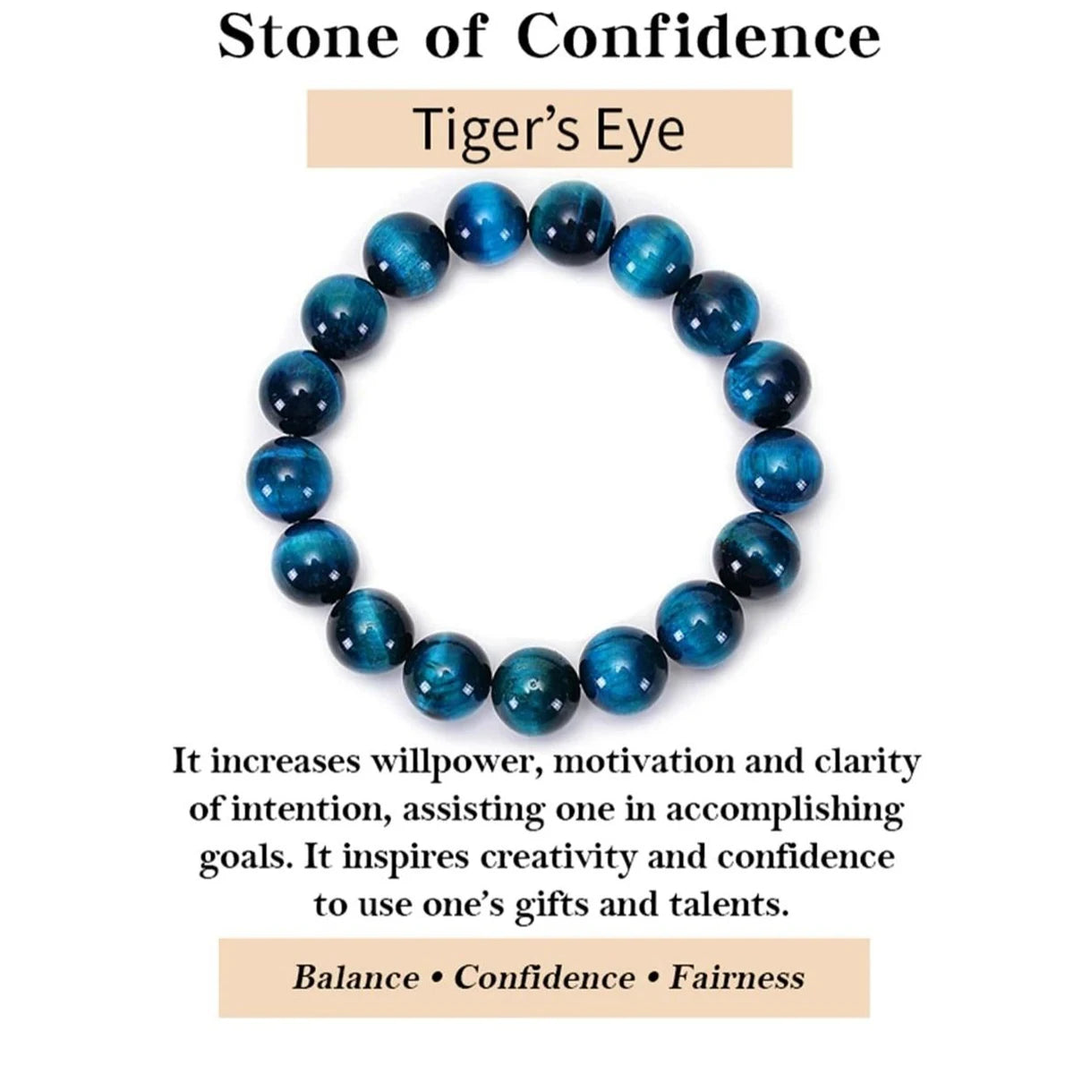 Natural stone bracelet with polished blue tiger eye beads