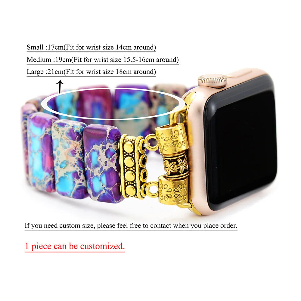 Beaded Apple Watch Band: Elastic Jasper Bead Smart Watch Band