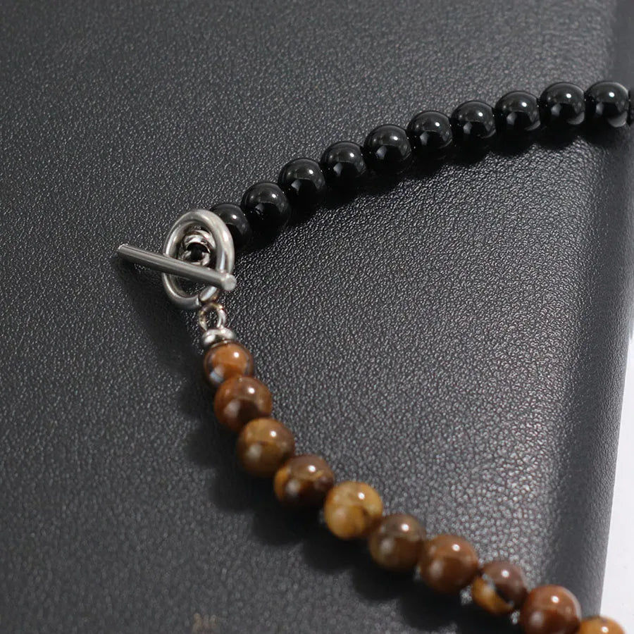 Close up of Tiger's Eye Obsidian Necklace