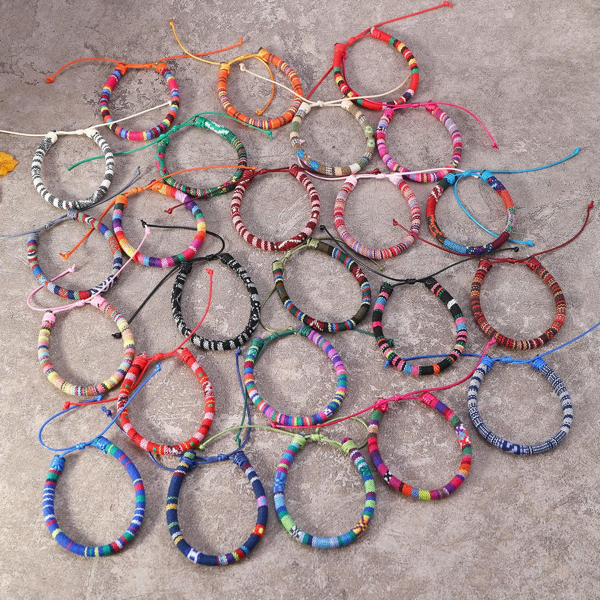 Boho stack bracelet gift set with 24 adjustable handmade pieces