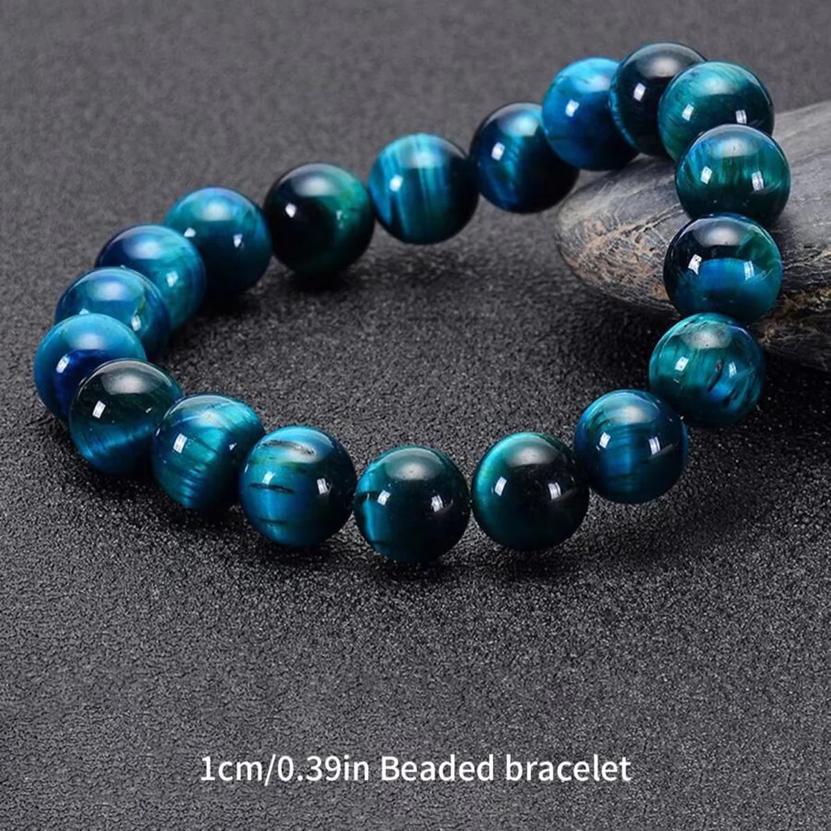 1cm beaded blue tiger eye bracelet for casual or formal style
