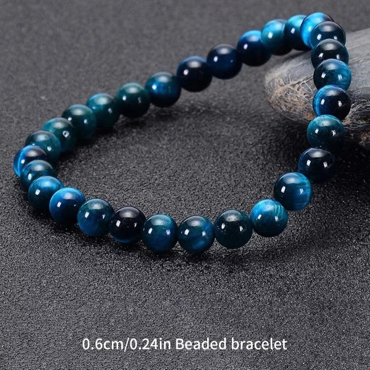 0.6cm beaded bracelet made with natural tiger eye stones