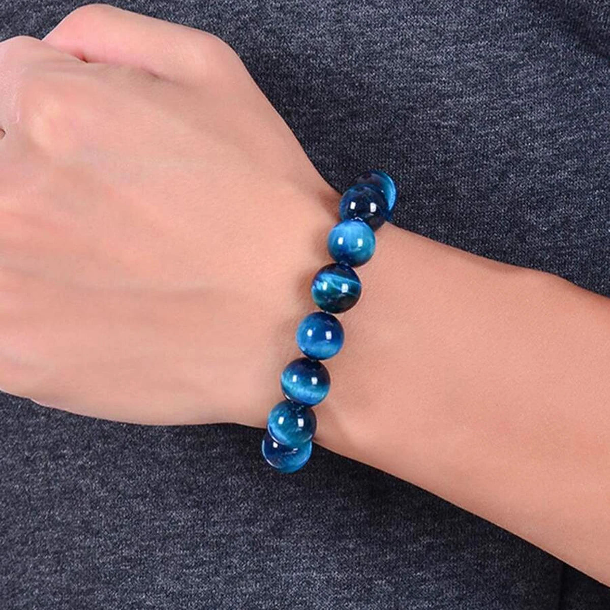 Natural blue tiger eye stone bracelet