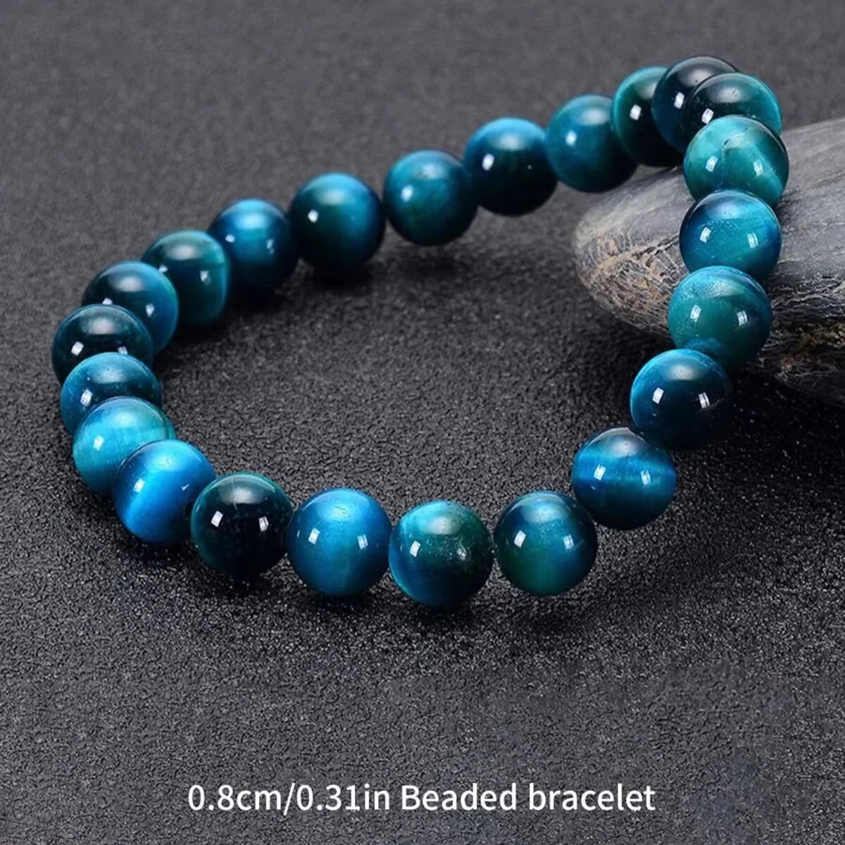0.8 cm beaded blue tiger eye stone bracelet for daily decoration